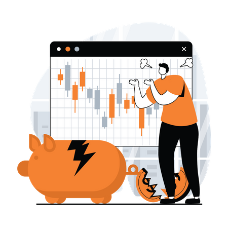 Un homme subit une perte en bourse  Illustration