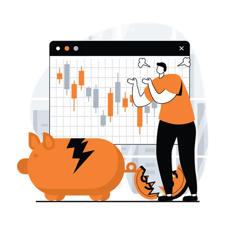 Un homme subit une perte en bourse  Illustration