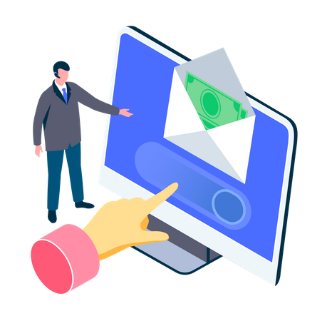 Homme ouvert courrier financier  Illustration