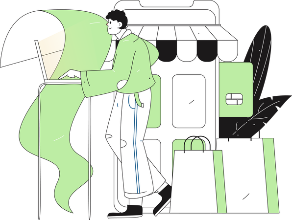 Paiement homme par carte de crédit  Illustration