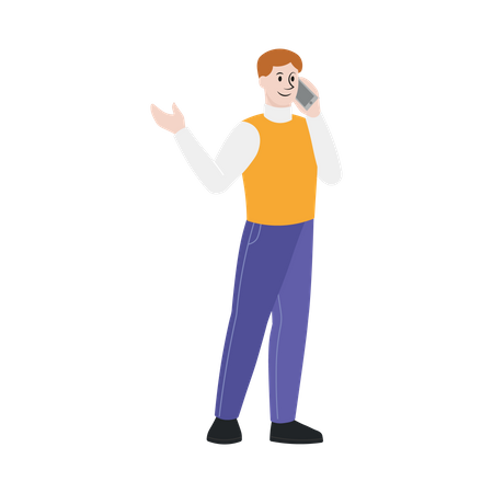 Homme parlant au téléphone  Illustration