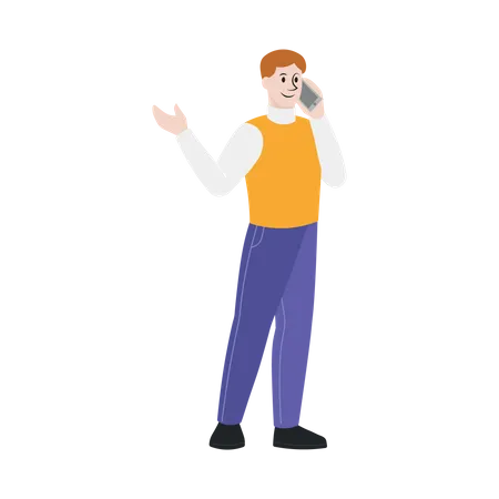 Homme parlant au téléphone  Illustration