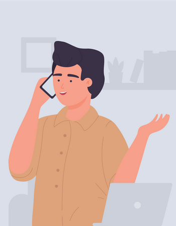 Homme parlant au téléphone  Illustration