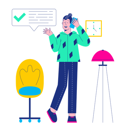 Homme parlant au téléphone  Illustration