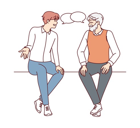 Homme parlant avec un homme âgé  Illustration