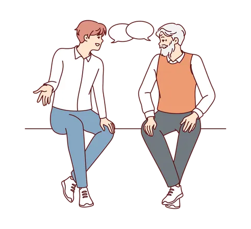 Homme parlant avec un homme âgé  Illustration