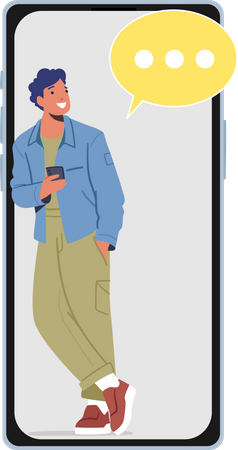 Homme parlant par téléphone portable  Illustration