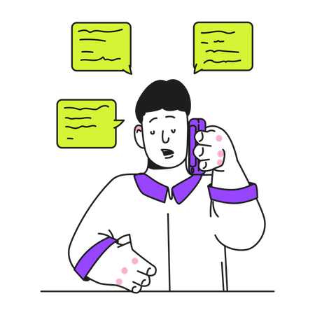 L'homme parle au téléphone  Illustration