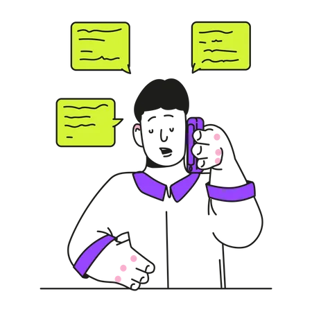 L'homme parle au téléphone  Illustration