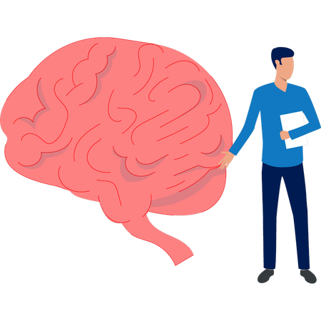 Un homme parle du cerveau humain  Illustration