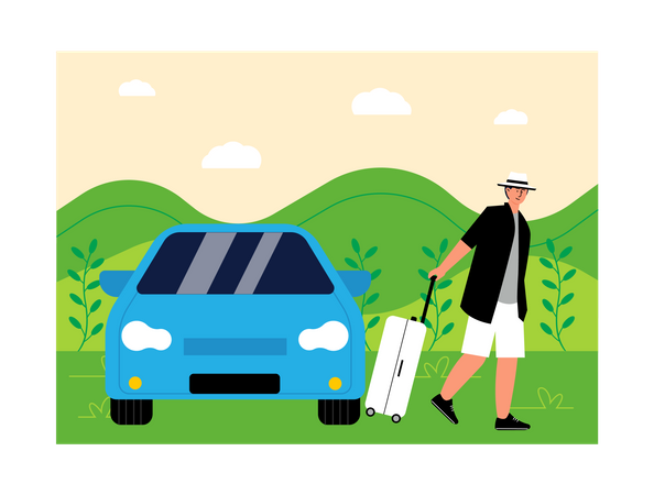 Homme qui part en vacances  Illustration