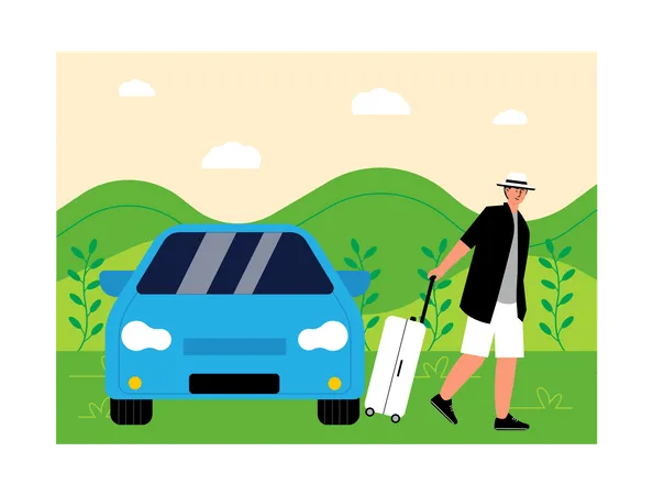 Homme qui part en vacances  Illustration