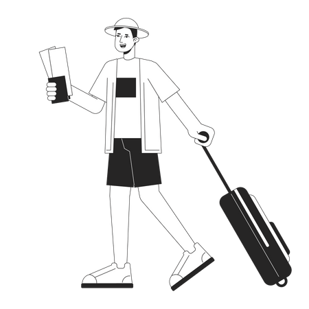 Homme qui part en vacances  Illustration