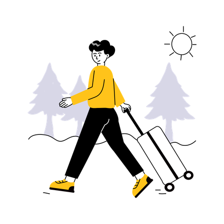Homme partant en voyage d'été  Illustration