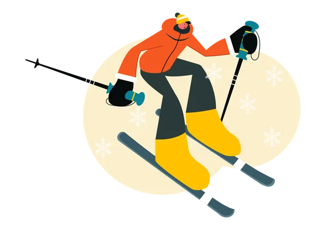 Un homme participe à une compétition de ski  Illustration