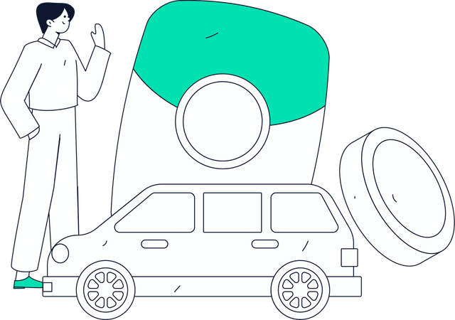 Homme payant le loyer d'un taxi  Illustration