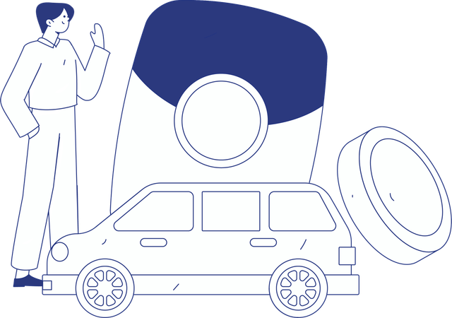 Homme payant le loyer d'un taxi  Illustration