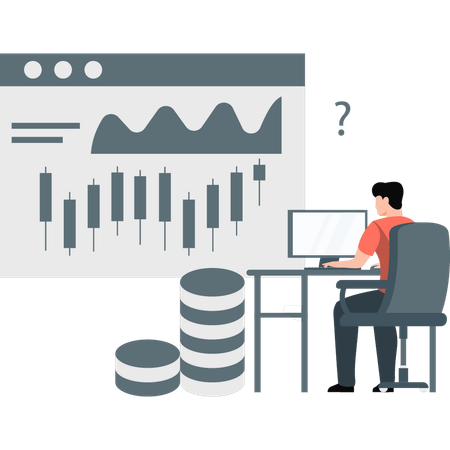 Un homme pense à investir en bourse  Illustration