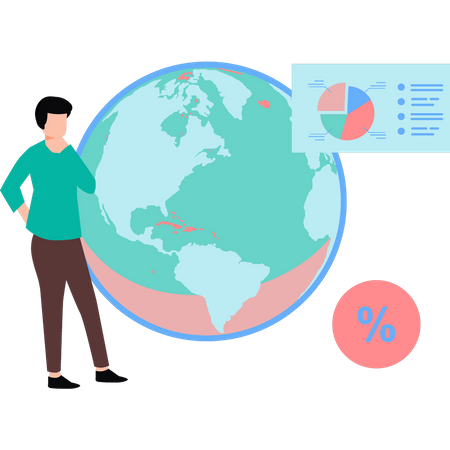 Homme pensant à l’économie mondiale  Illustration