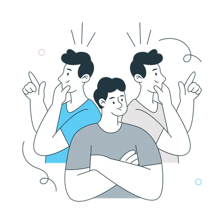 Un homme pense à la dissociation  Illustration