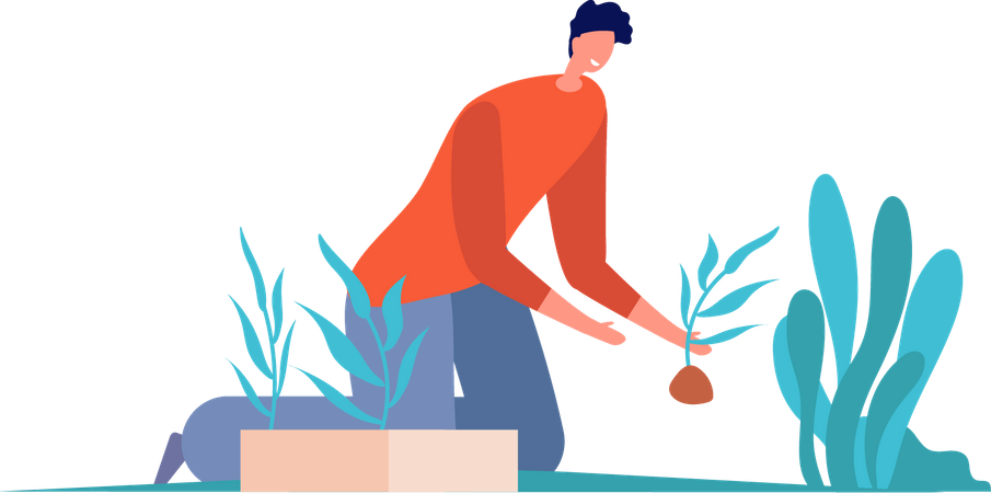 Homme plantant un arbre  Illustration