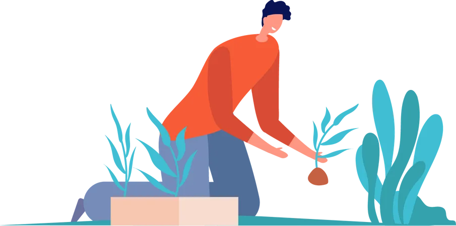 Homme plantant un arbre  Illustration