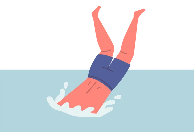 Un homme plonge dans une piscine  Illustration