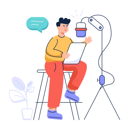 Podcasting homme  Illustration