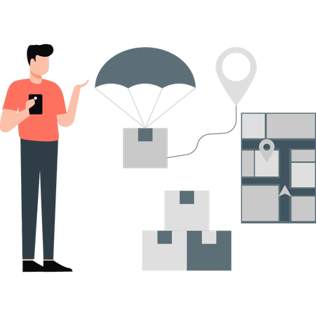 Homme indiquant l'emplacement de l'adresse  Illustration