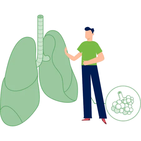 Homme pointant le cancer des bronches  Illustration