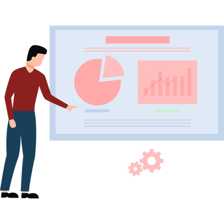 Homme pointant vers le tableau des finances  Illustration