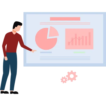 Homme pointant vers le tableau des finances  Illustration