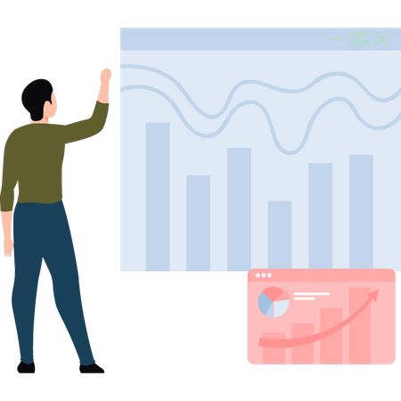 Homme pointant vers le progrès financier  Illustration