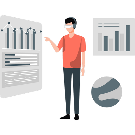 L'homme pointe un graphique analytique  Illustration