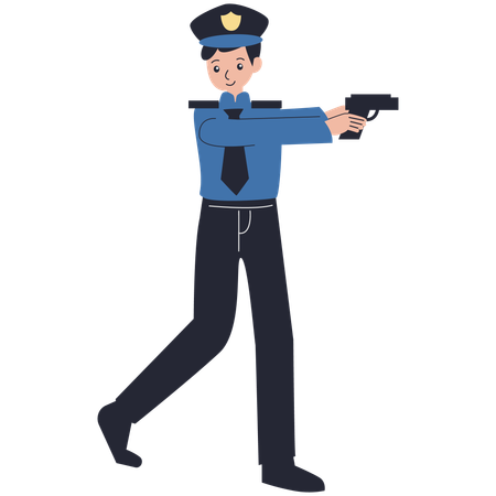 Action de tir de la police homme  Illustration