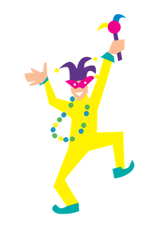 Homme portant un costume de carnaval faisant de la danse  Illustration