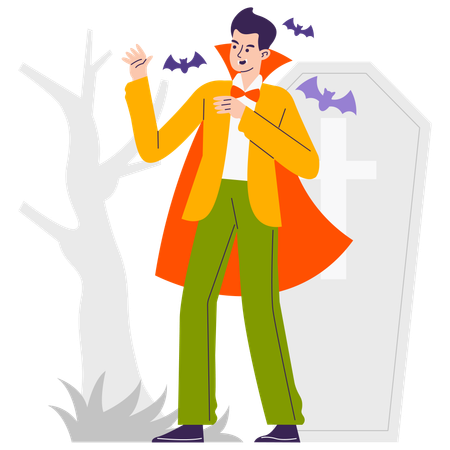 Homme portant un costume de Dracula  Illustration