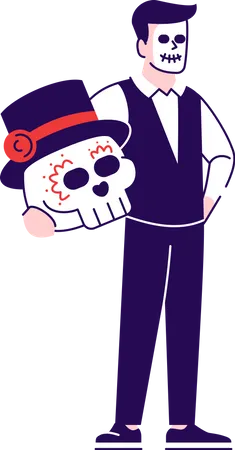 Homme portant un costume mexicain pour le jour des morts  Illustration