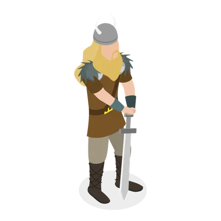 Homme portant un costume de viking  Illustration