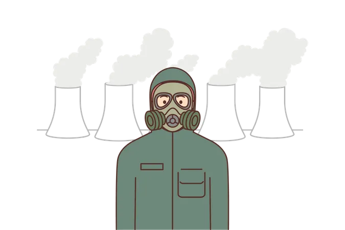 Homme portant un masque à gaz  Illustration