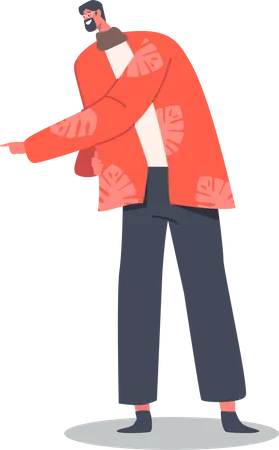 Homme portant une veste rouge parlant avec quelqu'un  Illustration