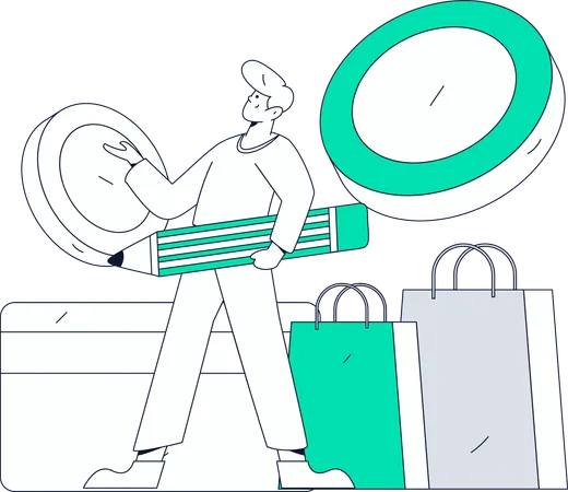 L'homme porte des sacs à provisions  Illustration