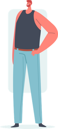 Homme posant en jeans  Illustration