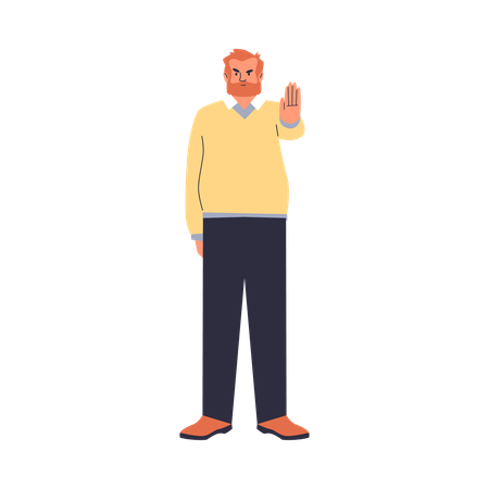 Homme sévère mettant la paume en avant  Illustration