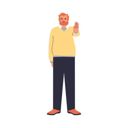 Homme sévère mettant la paume en avant  Illustration