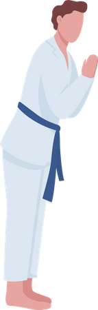 Homme pratiquant le judo dans le dojo  Illustration