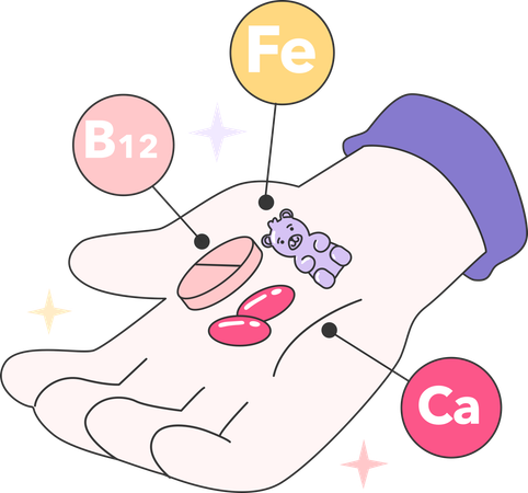 Homme \ Prendre des comprimés de vitamines  Illustration