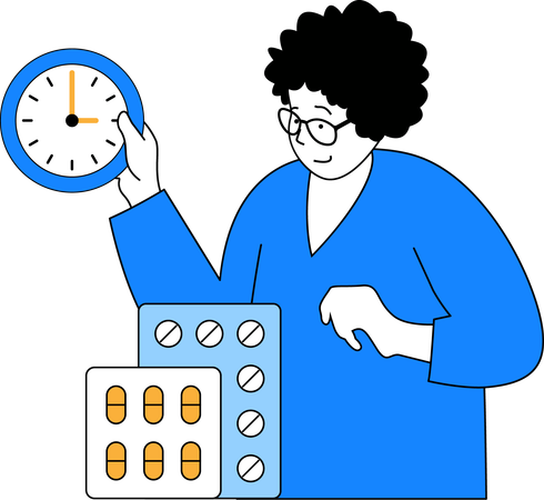 Homme prenant des médicaments à temps  Illustration