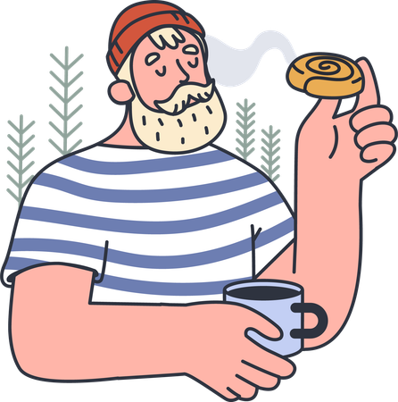 Homme prenant le petit déjeuner  Illustration