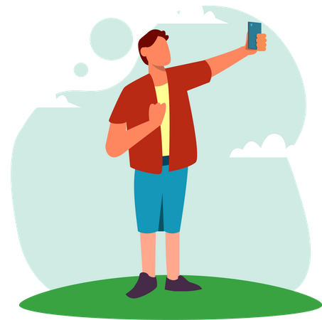 Homme prenant un selfie  Illustration